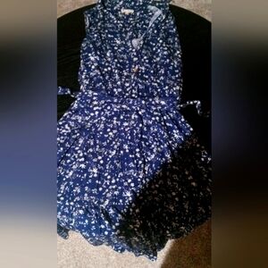 Elegant Floral Blue Mini Dress